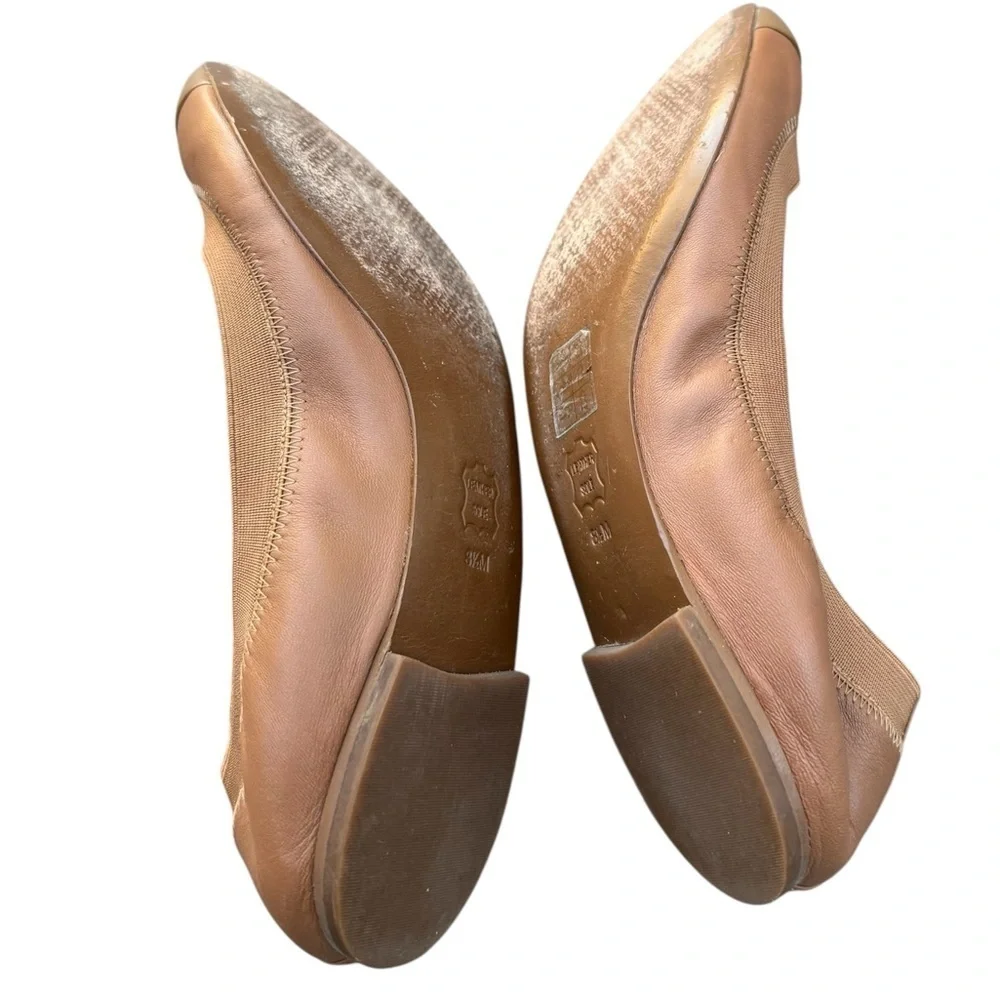 Tory Burch Jolie Cap-Toe brown Leather Ballet Flats shoes size 8.5